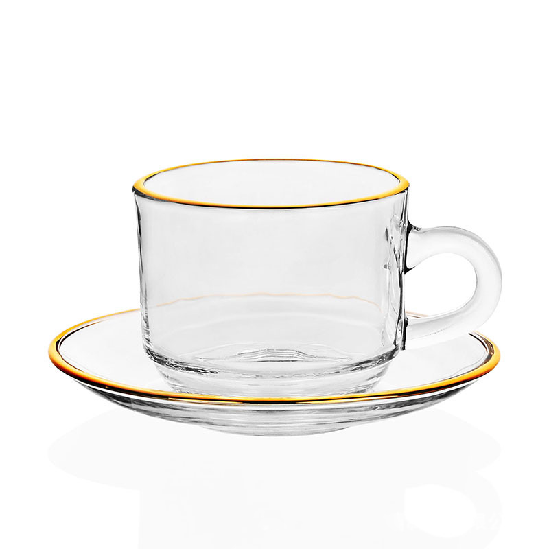 Espresso Cup Saucer - Szklane filiżanki do kawy ze złotą