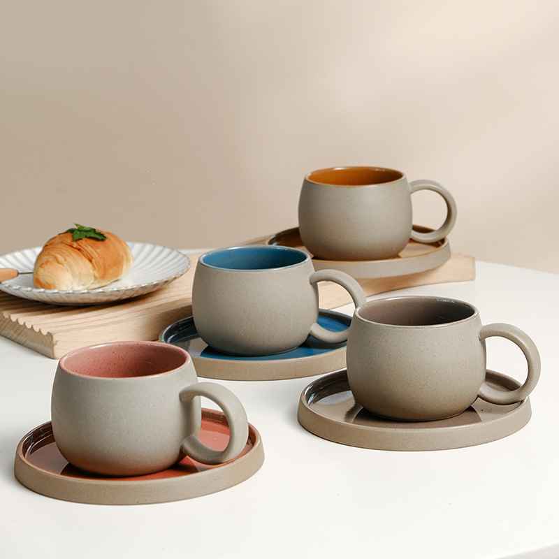 Espresso Cup Saucer - Retro gruba ceramika Kubek i spodek