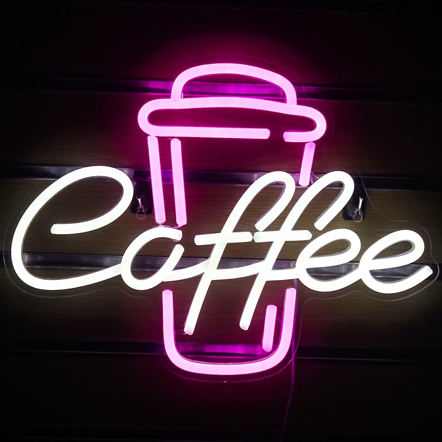 Coffee Tea Neon Sign - Kubek do kawy Różowy Biały Neonowy