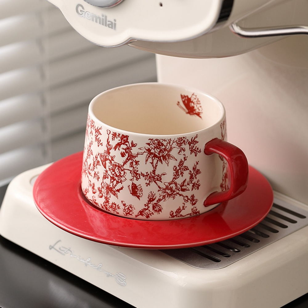 Espresso Cup Saucer - Kubek do kawy z wzorem kwiatów