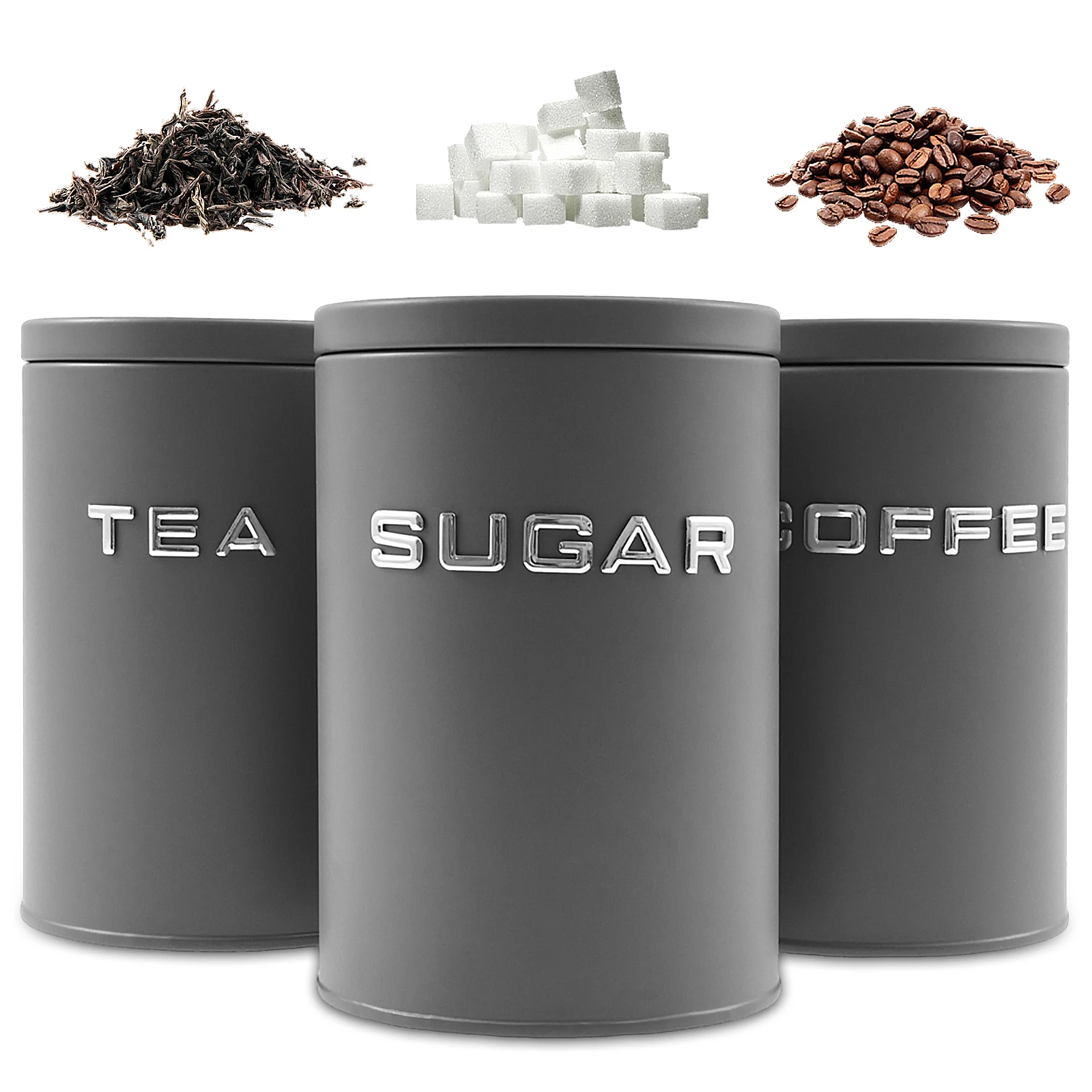Coffee Tea And Sugar Canisters - 3 szt. Pojemniki na herbatę, kawę