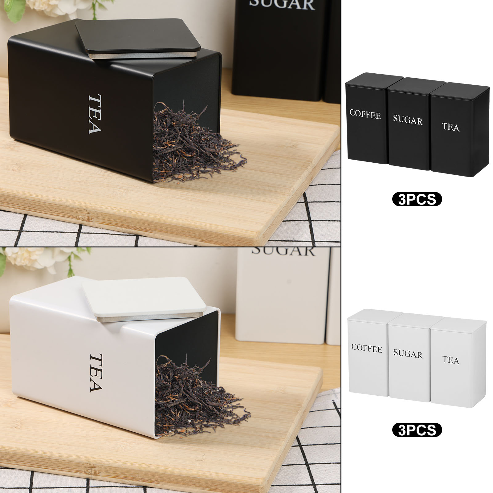 3 szt. Kanistry do przechowywa – Coffee Tea And Sugar Canisters recenzja i cena