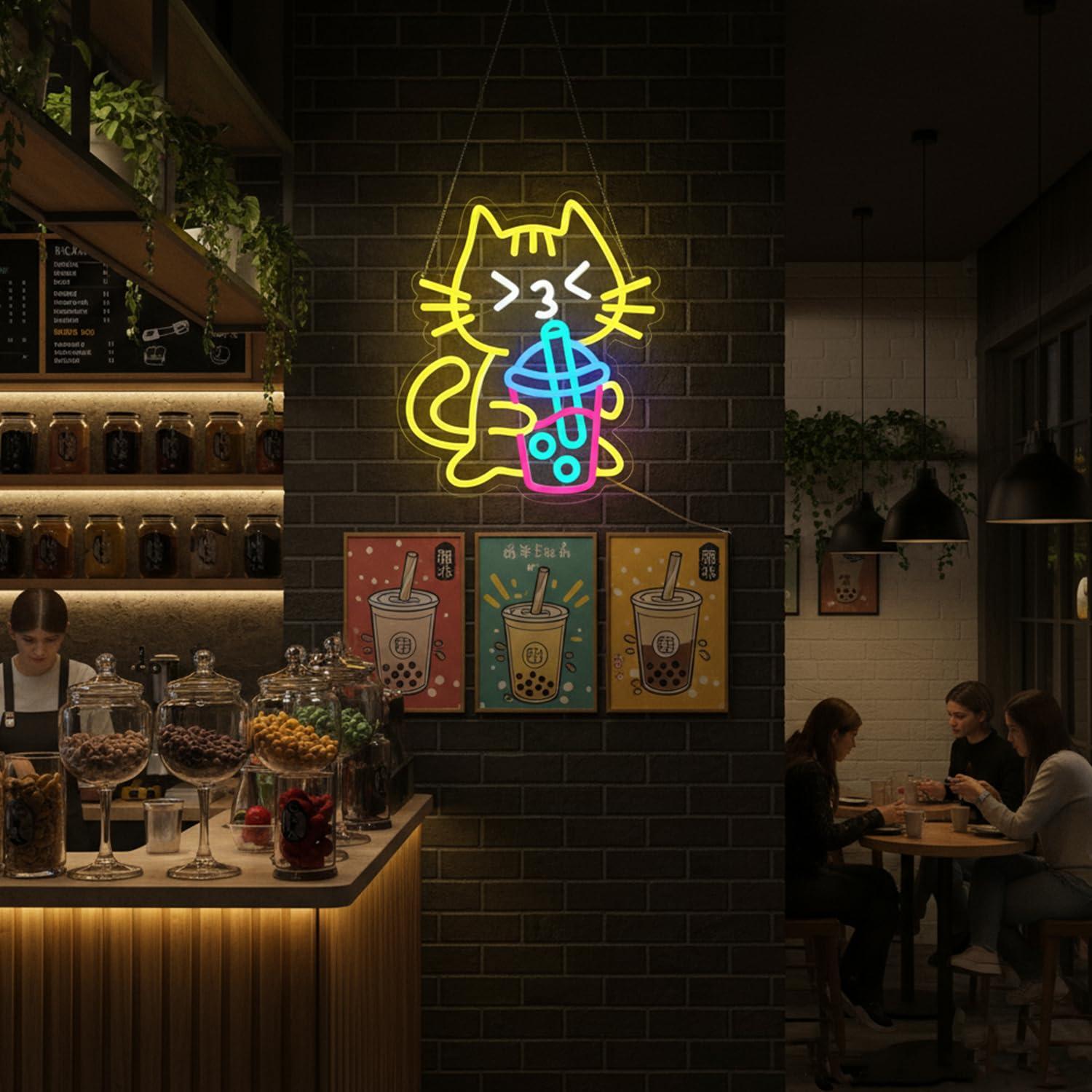 Neonowy szyld z kotem i herbat – Coffee Tea Neon Sign recenzja i cena