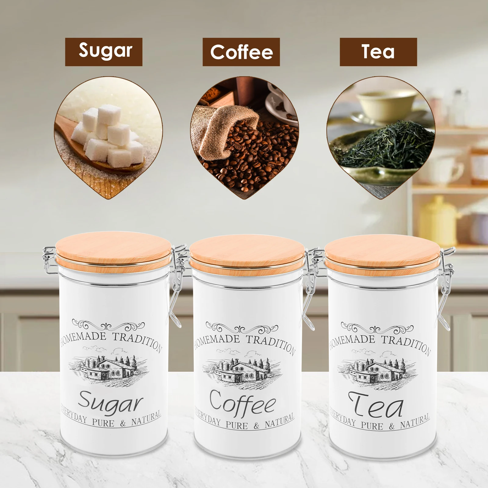 3 szt./zestaw Pojemniki na her – Coffee Tea Jar Set recenzja i cena