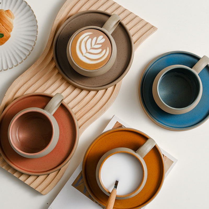 Retro gruba ceramika Kubek i s – Espresso Cup Saucer recenzja i cena