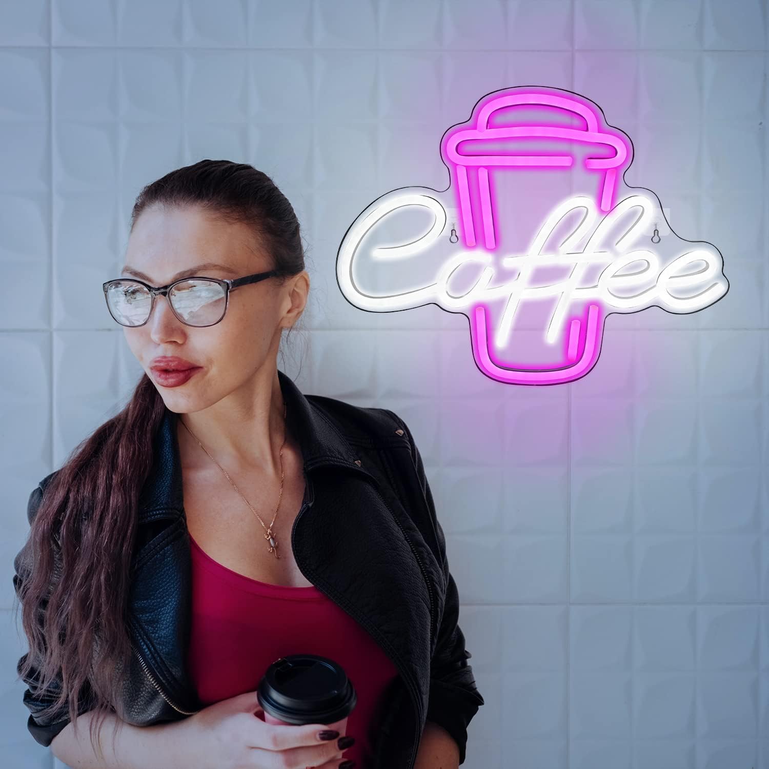 Kubek do kawy Różowy Biały Neo – Coffee Tea Neon Sign recenzja i cena