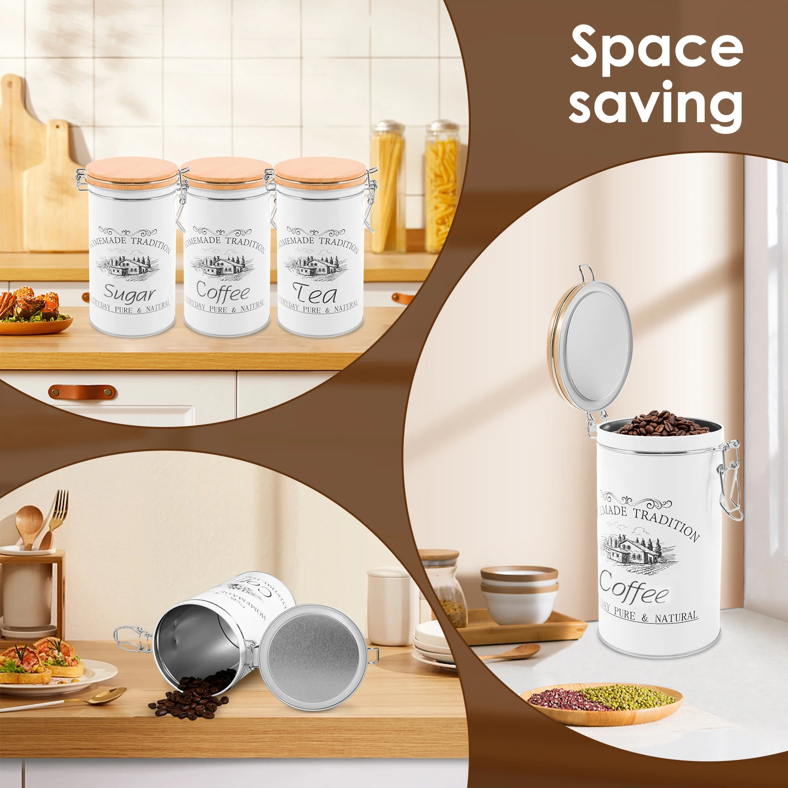 3 szt./zestaw Metalowe pojemni – Coffee Tea Jar Set recenzja i cena