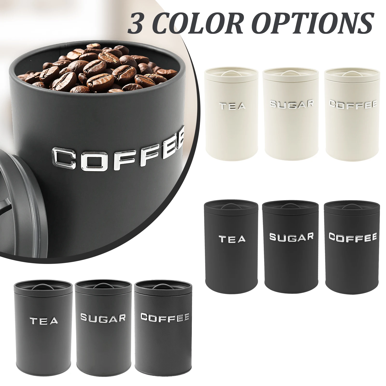 3 szt. Pojemniki na herbatę, k – Coffee Tea And Sugar Canisters recenzja i cena