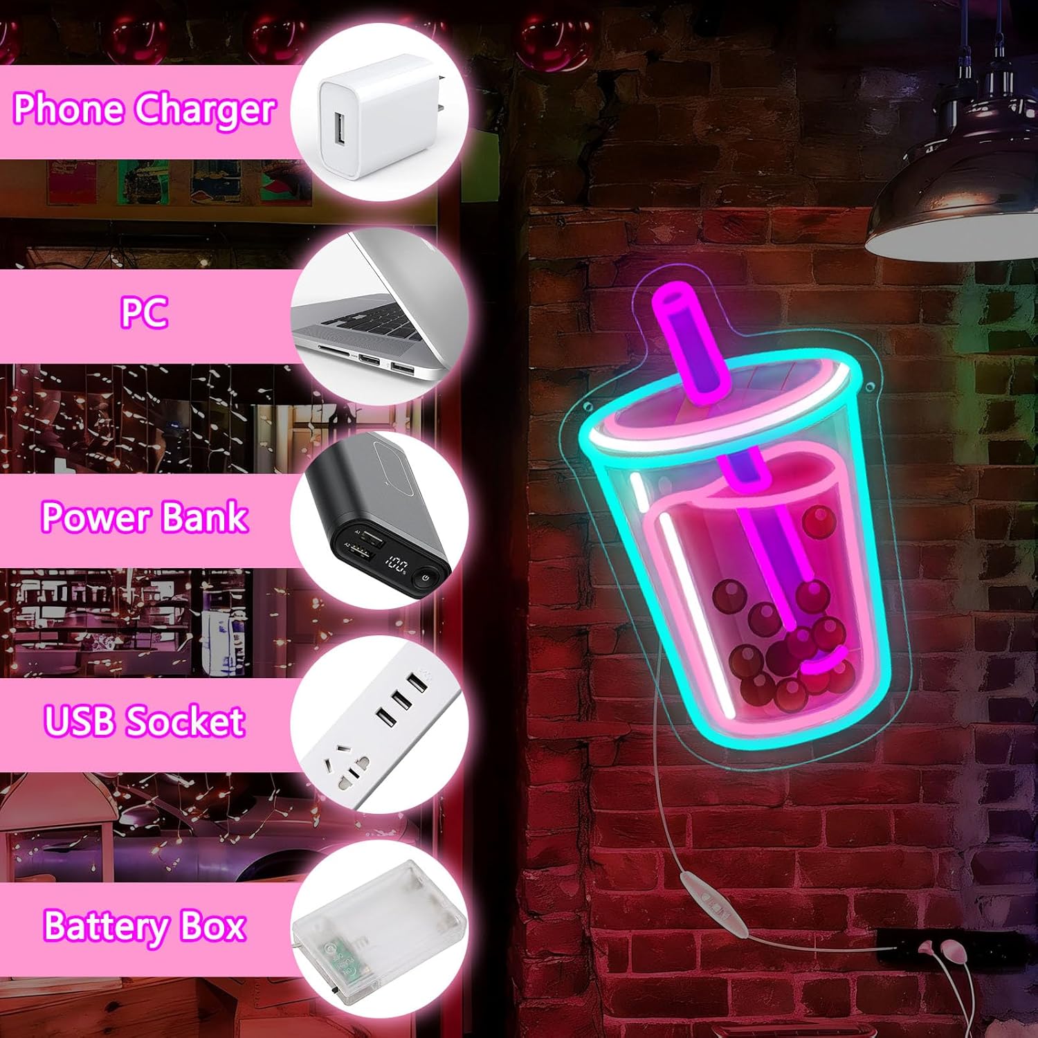 Neonowy znak LED Bubble Tea, z – Coffee Tea Neon Sign recenzja i cena